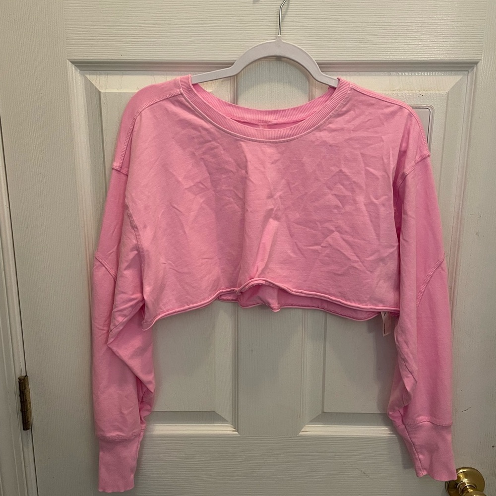 FP Movement by Free People Pink Cropped Long-Sleeve Top